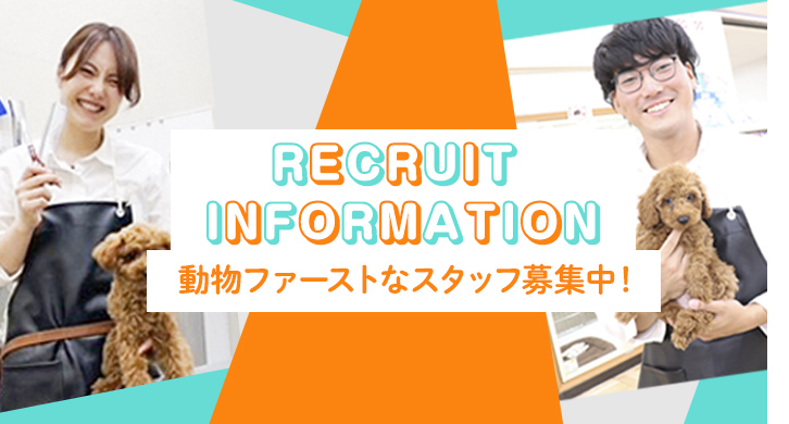 RECRUIT INFORMATION 動物ファーストなスタッフ募集中！